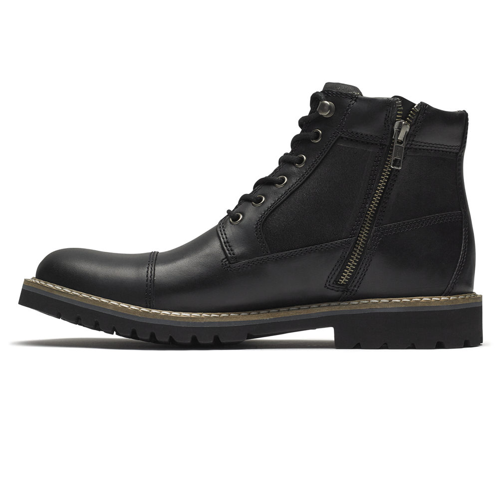 Rockport Singapore Mens Boots - Marshall Rugged Inside Zip Black - YU6301857